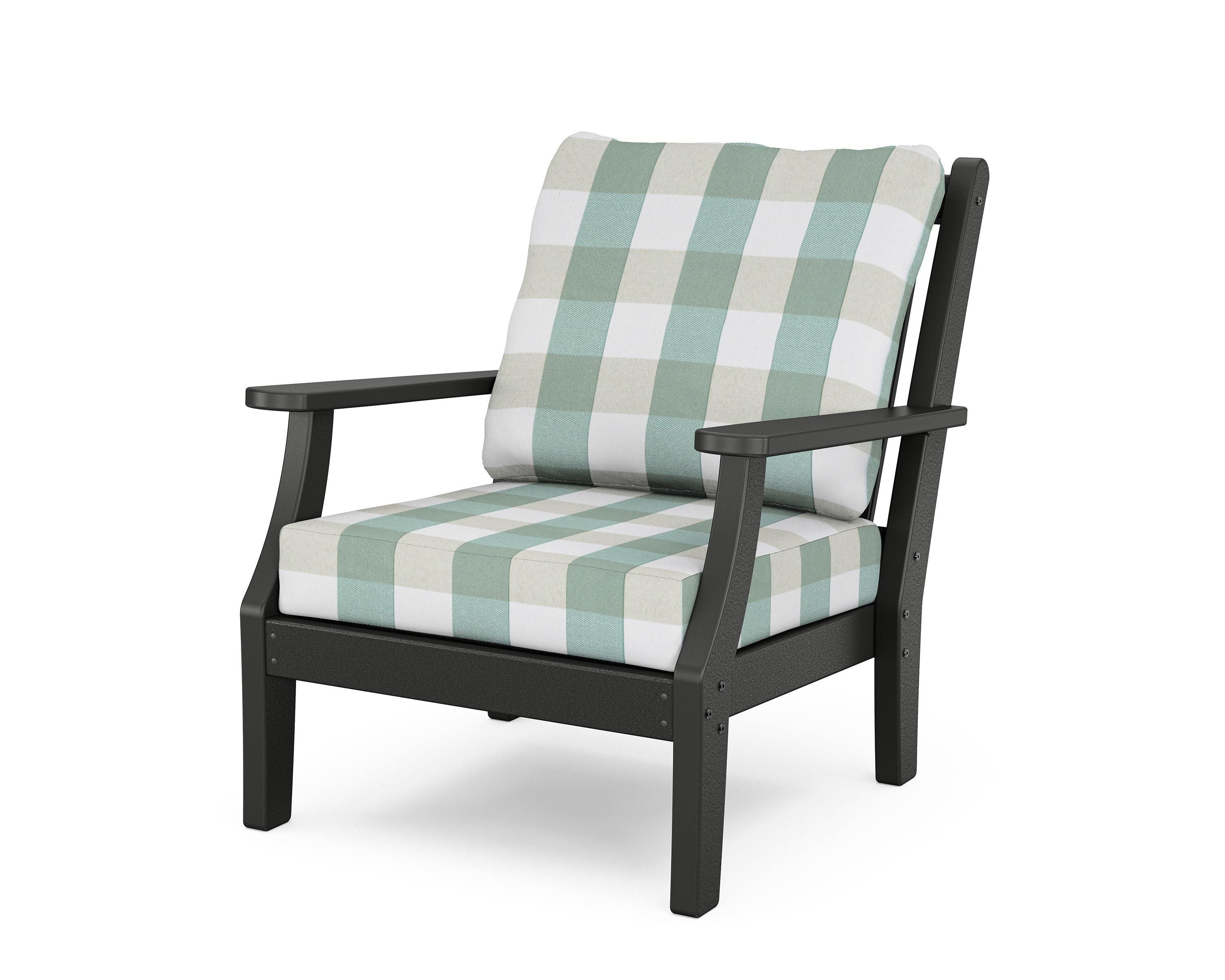 Country Living Wovendale Deep Seating Chair in Black / Buffalo Plaid Glacier Spa
