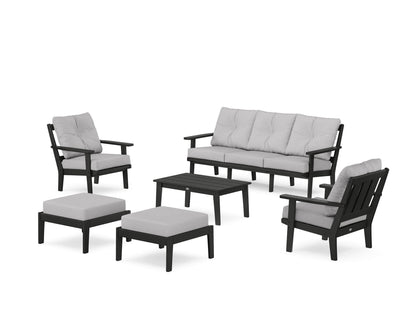 POLYWOOD® Oxford 6-Piece Lounge Sofa Set in Black / Granite