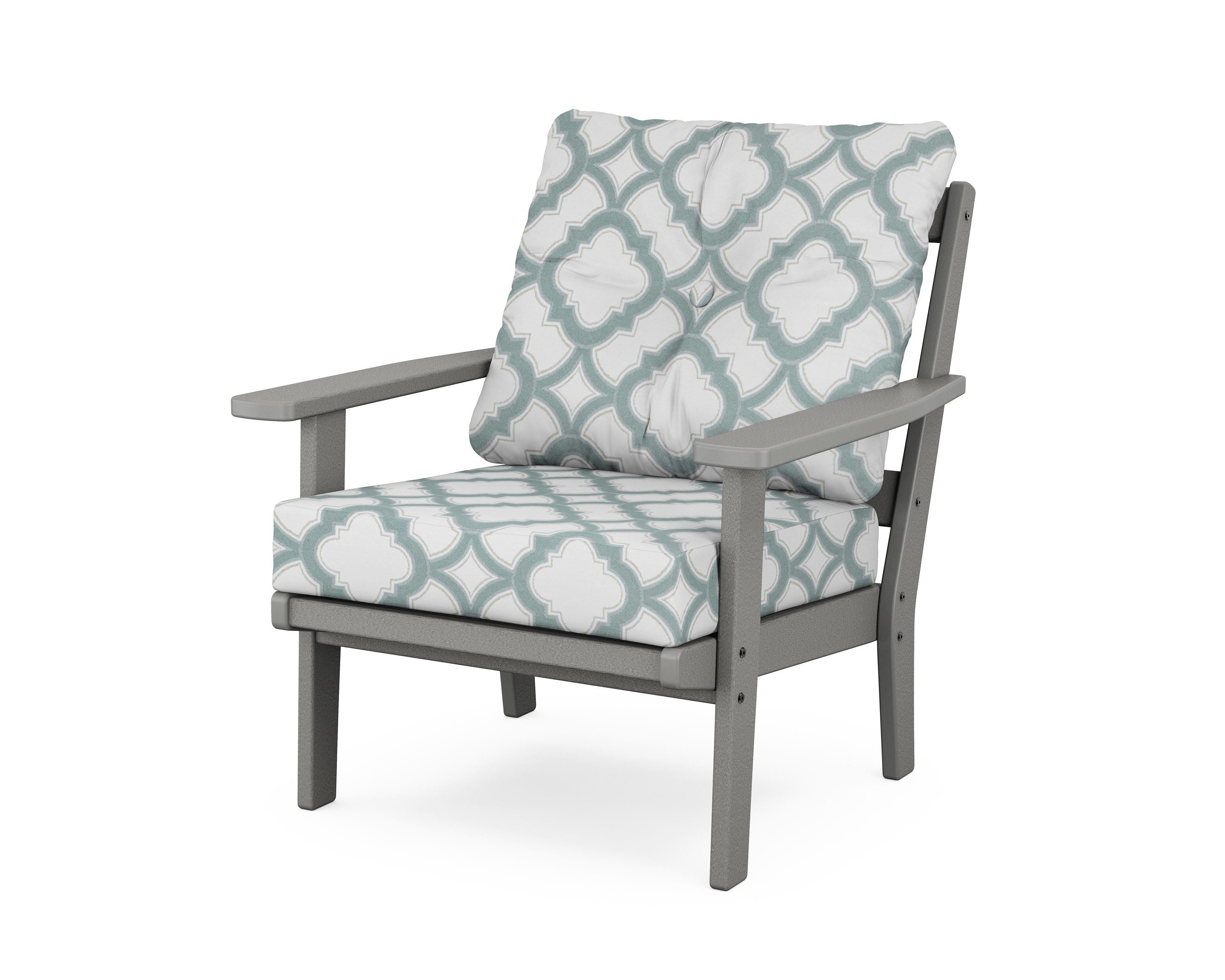 POLYWOOD® Prairie Deep Seating Chair in Slate Grey / Trellis Glacier Spa