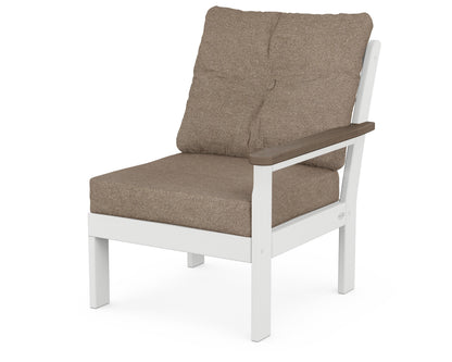 POLYWOOD® Vineyard Modular Right Arm Chair in White / Kona / Spiced Burlap