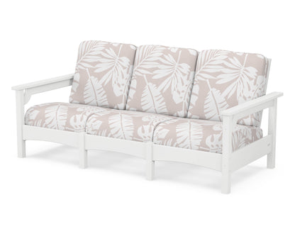 POLYWOOD® Club Sofa in White / Leaf Dune Burlap