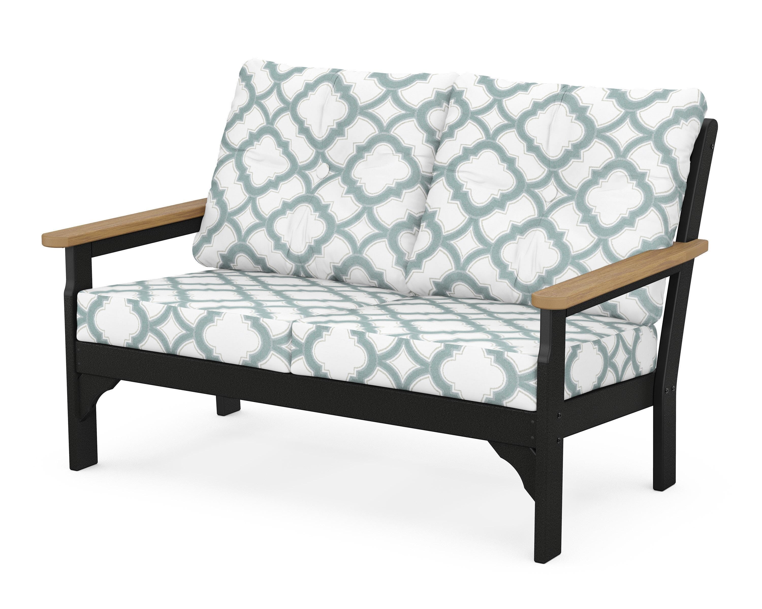 POLYWOOD® Vineyard Deep Seating Loveseat in Black / Natural / Trellis Glacier Spa