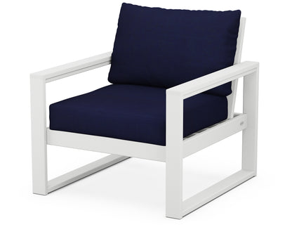POLYWOOD® EDGE Club Chair in White / Navy