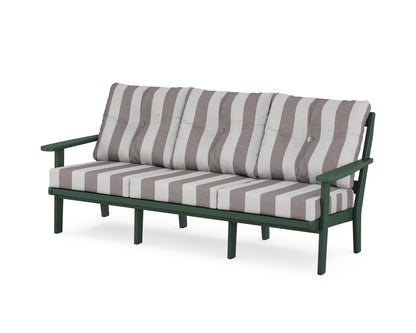 POLYWOOD® Mission Deep Seating Sofa in Green / Cabana Stripe Grey Mist