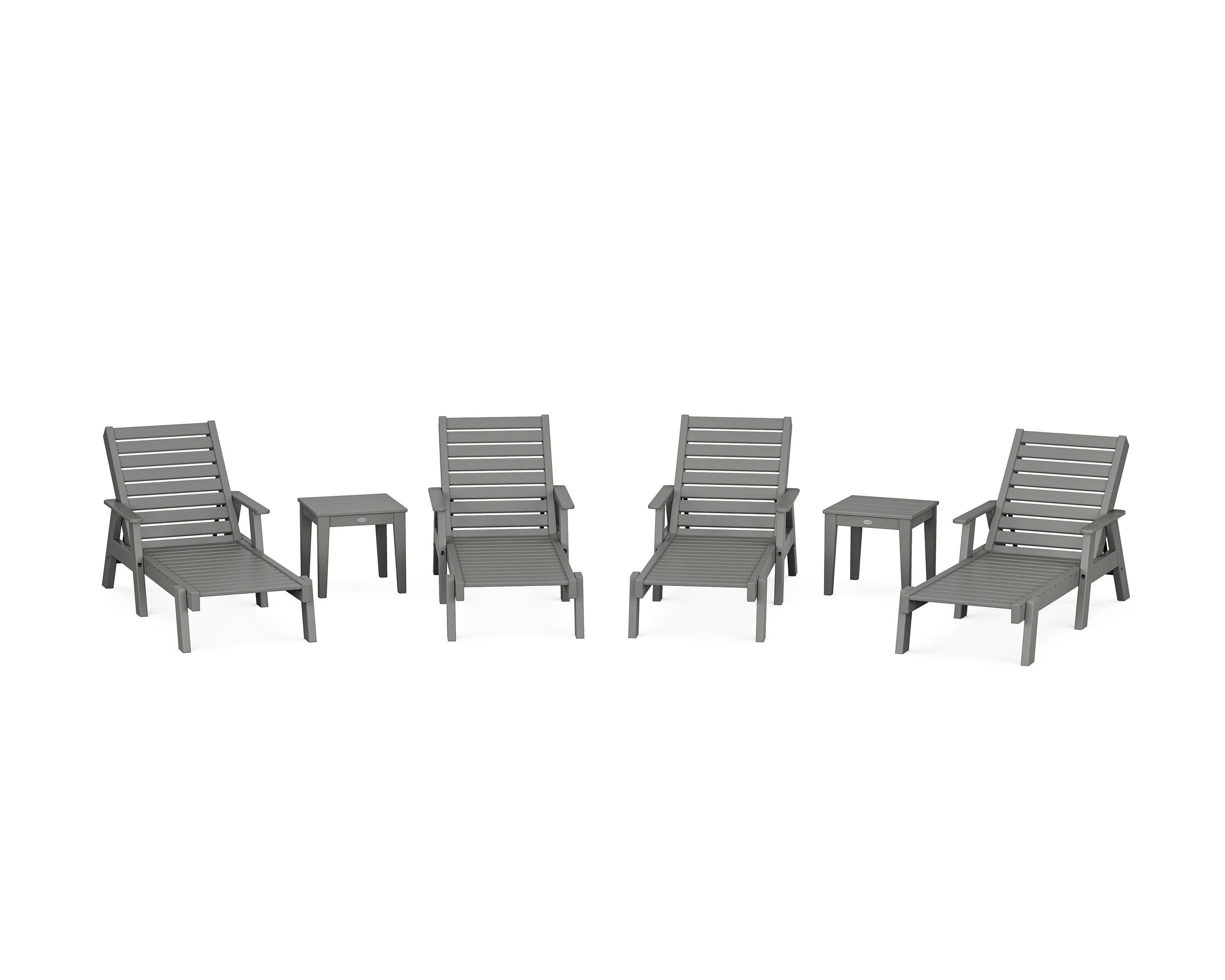 POLYWOOD® Captain Chaise 6-Piece Set with Arms in Slate Grey