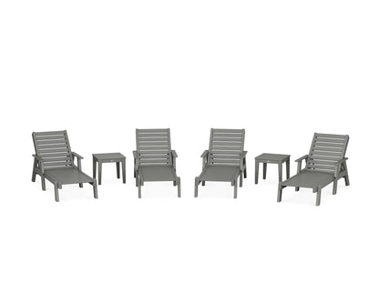 POLYWOOD® Captain Chaise 6-Piece Set with Arms in Slate Grey