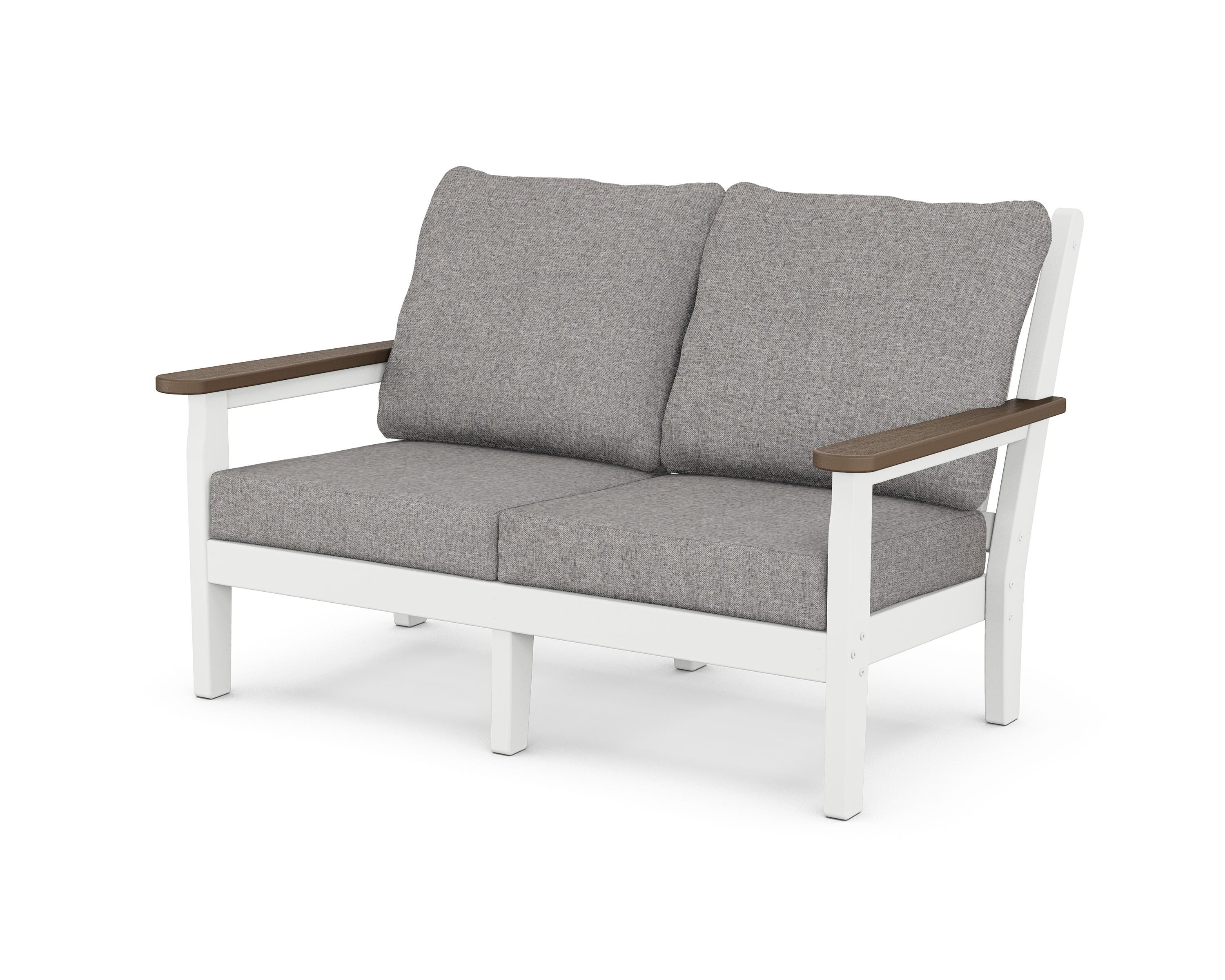 POLYWOOD® Chippendale Deep Seating Loveseat in White / Kona / Grey Mist