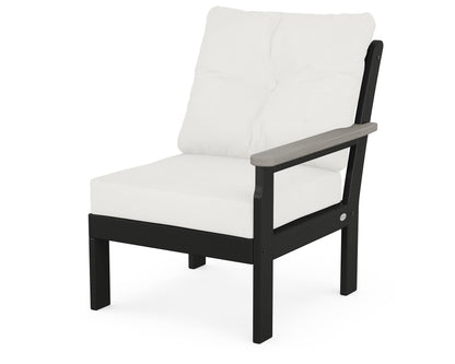 POLYWOOD® Vineyard Modular Right Arm Chair in Black / Driftwood / Natural Linen