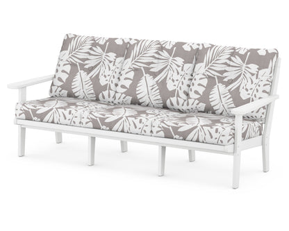 POLYWOOD® Lakeside Deep Seating Sofa in White / Leaf Grey Mist
