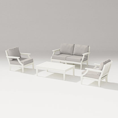 PW Designer Series Estate Lounge 4-Piece Loveseat Set in Vintage White / Cast Ash