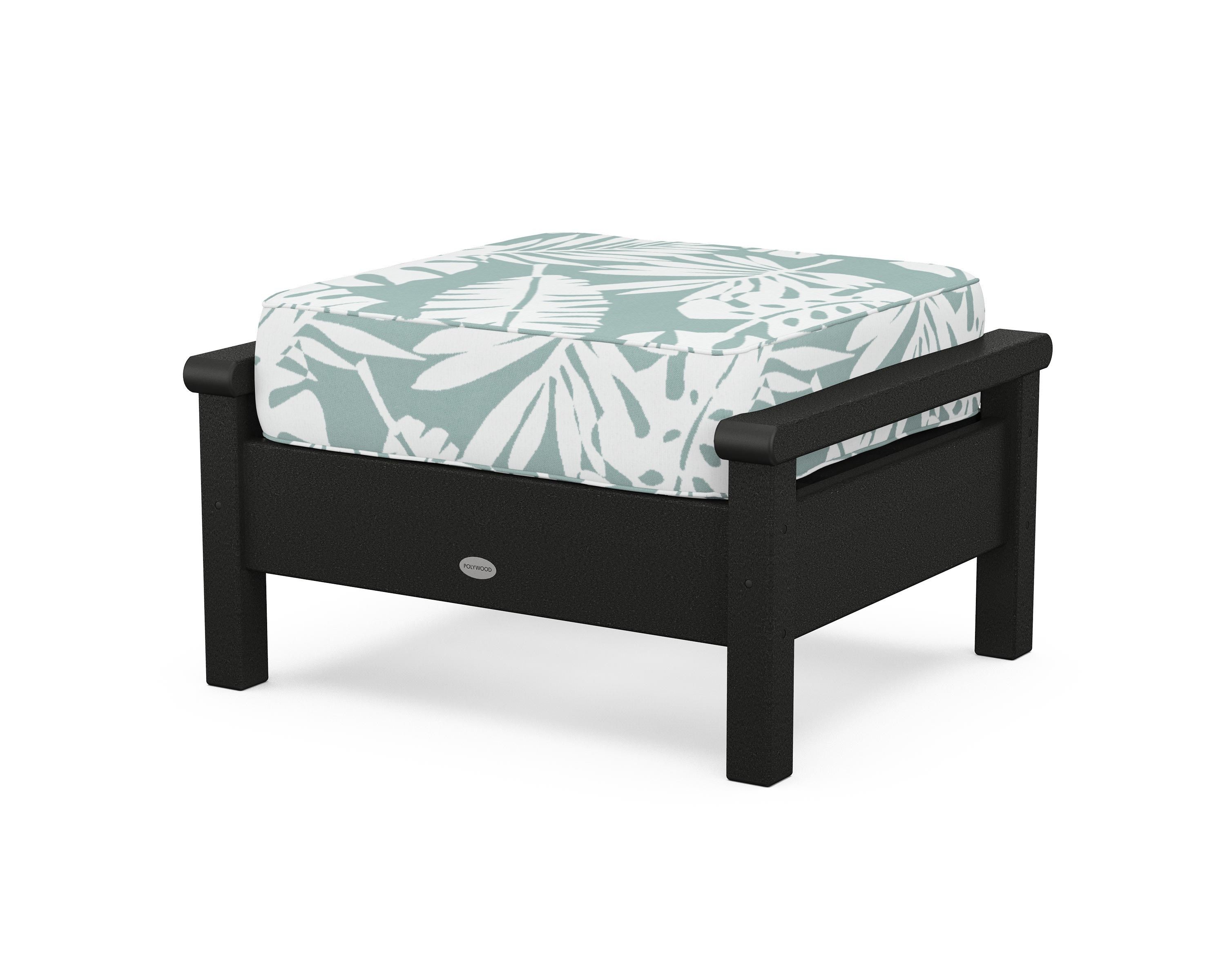 POLYWOOD® Harbour Deep Seating Ottoman in Black / Leaf Glacier Spa