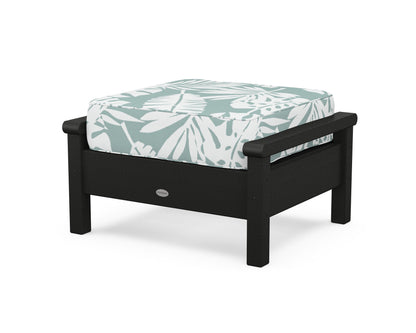 POLYWOOD® Harbour Deep Seating Ottoman in Black / Leaf Glacier Spa