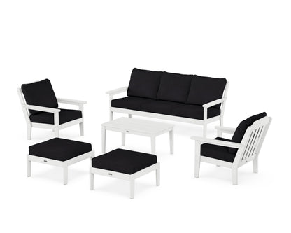 Country Living Cottage 6-Piece Lounge Sofa Set in White / Midnight Linen