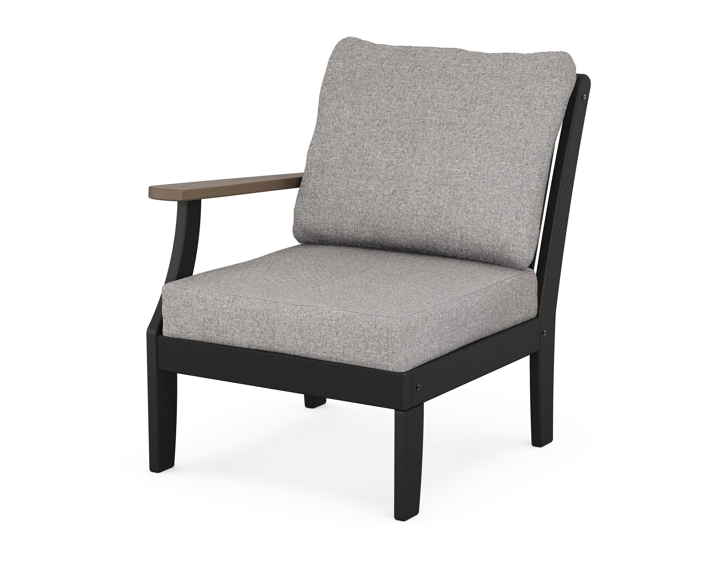 POLYWOOD® Braxton Modular Left Arm Chair in Black / Kona / Grey Mist