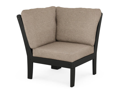 POLYWOOD® Braxton Modular Corner Chair in Black / Spiced Burlap