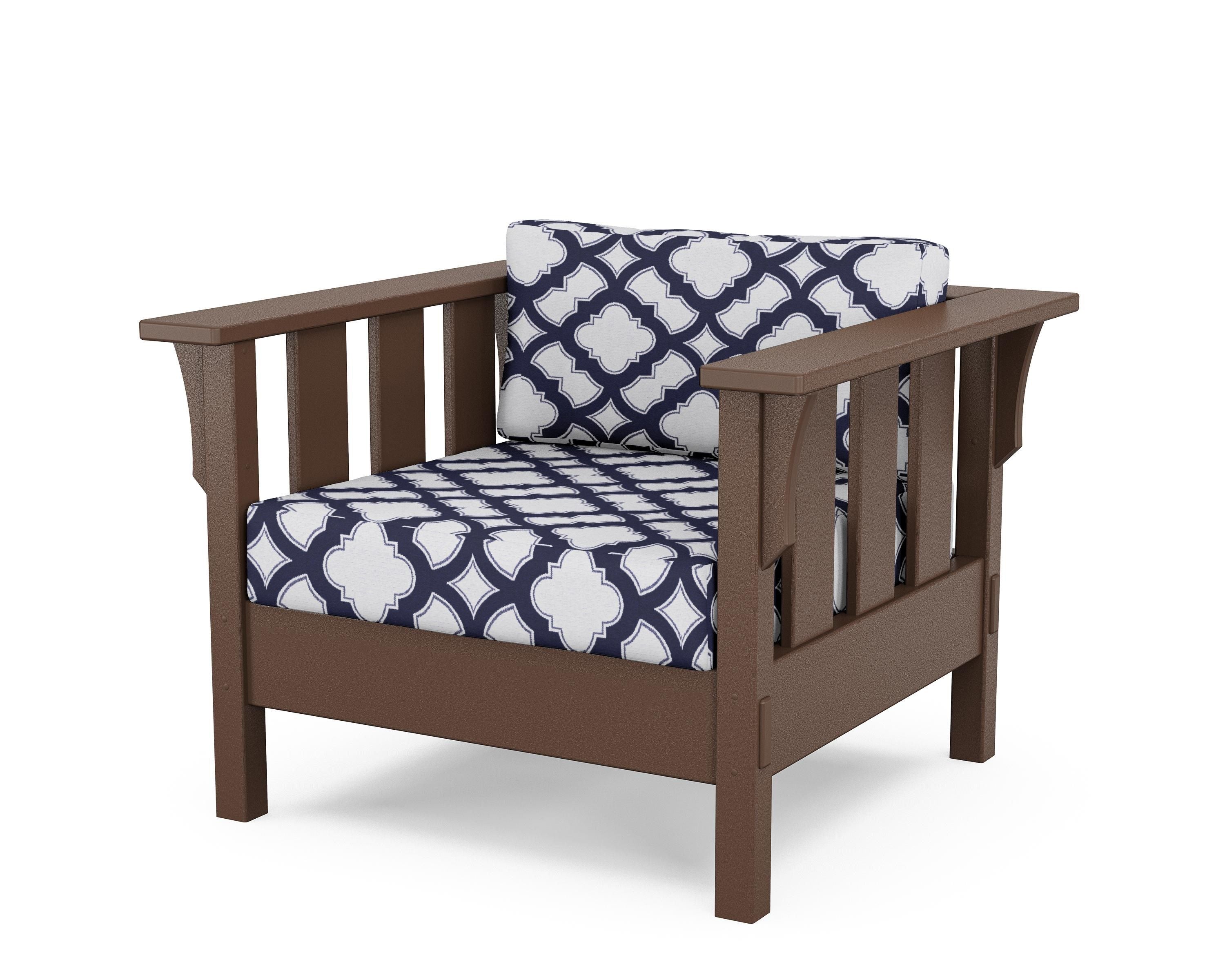 Martha Stewart by POLYWOOD® Acadia Deep Seating Chair in Mahogany / Trellis Navy