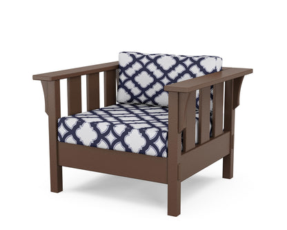 Martha Stewart by POLYWOOD® Acadia Deep Seating Chair in Mahogany / Trellis Navy