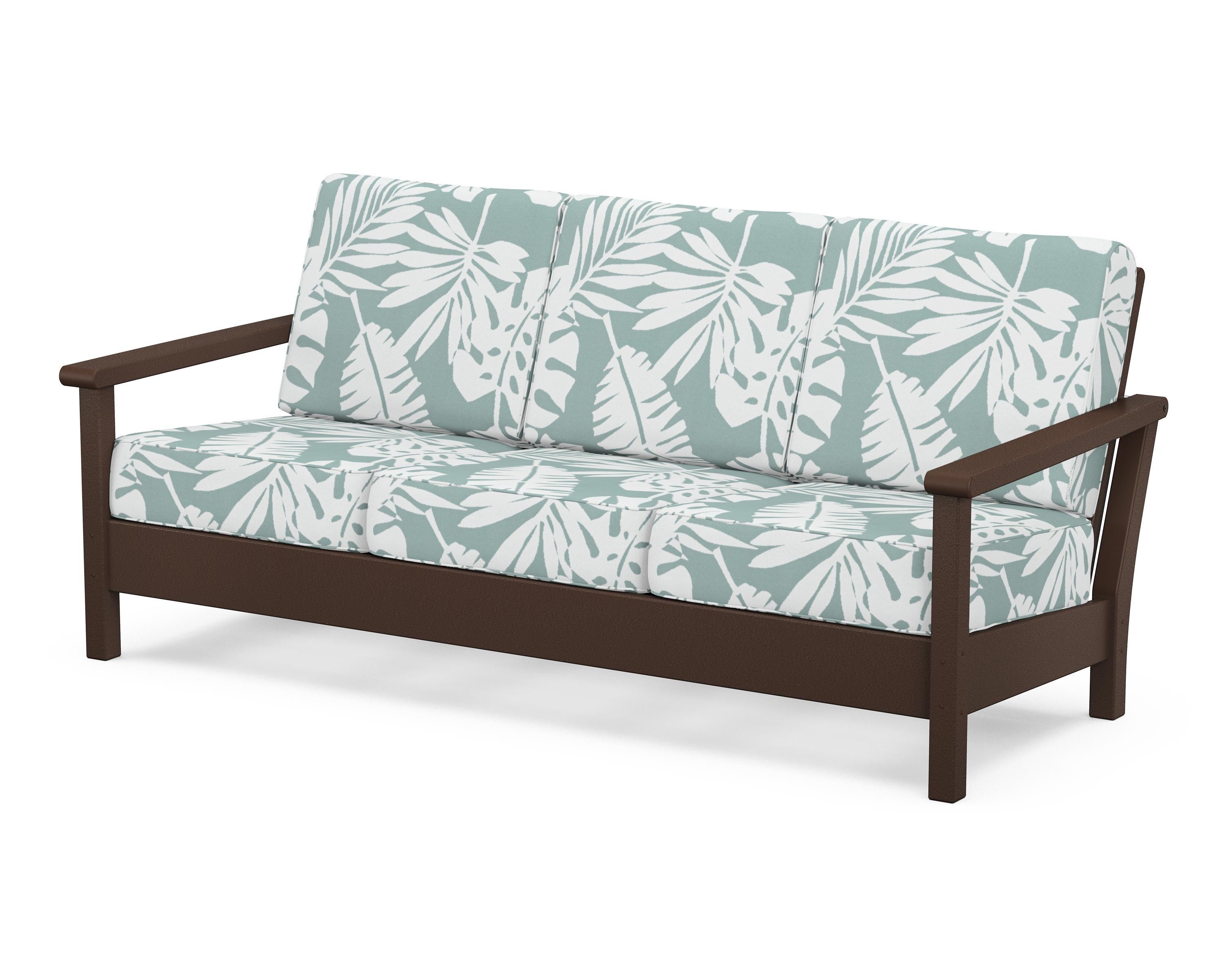 POLYWOOD® Harbour Deep Seating Sofa in Mahogany / Leaf Glacier Spa