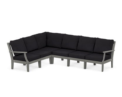 POLYWOOD® Braxton Modular 6-Piece Deep Seating Set in Slate Grey / Midnight Linen