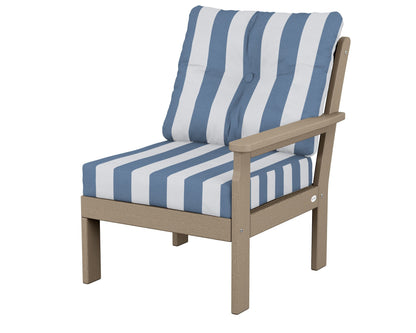 POLYWOOD® Vineyard Modular Right Arm Chair in Vintage Sahara / Cabana Stripe Sky Blue
