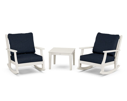Country Living Wovendale 3-Piece Deep Seating Rocker Set in Sand / Marine Indigo