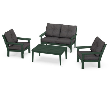 POLYWOOD® Vineyard 4-Piece Deep Seating Set in Green / Ash Charcoal