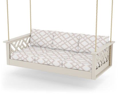 POLYWOOD® Chippendale Daybed Swing in Sand / Trellis Dune Burlap