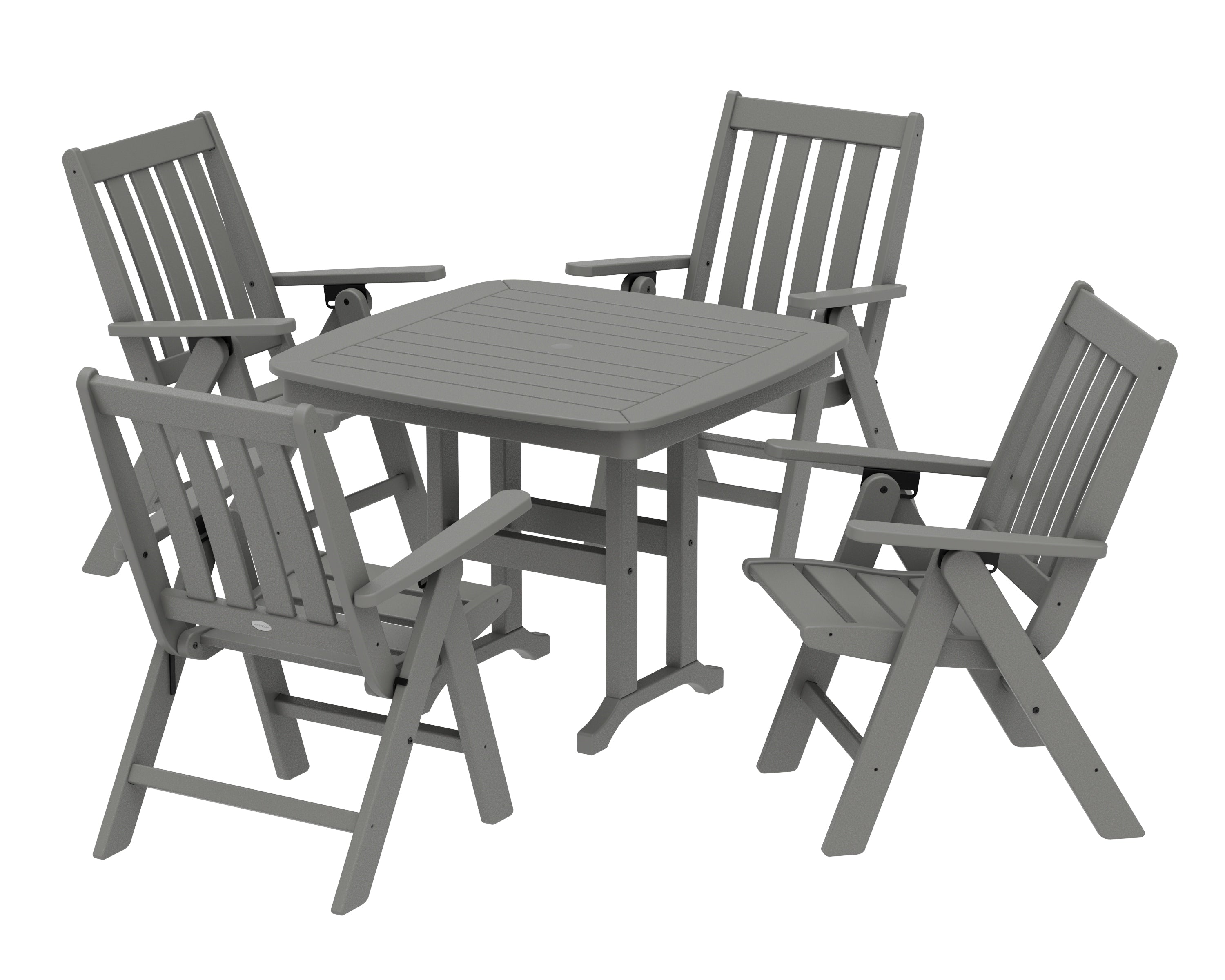 POLYWOOD® Vineyard Folding Chair 5-Piece Dining Set in Slate Grey