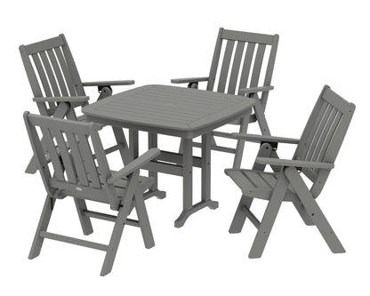 POLYWOOD® Vineyard Folding Chair 5-Piece Dining Set in Slate Grey
