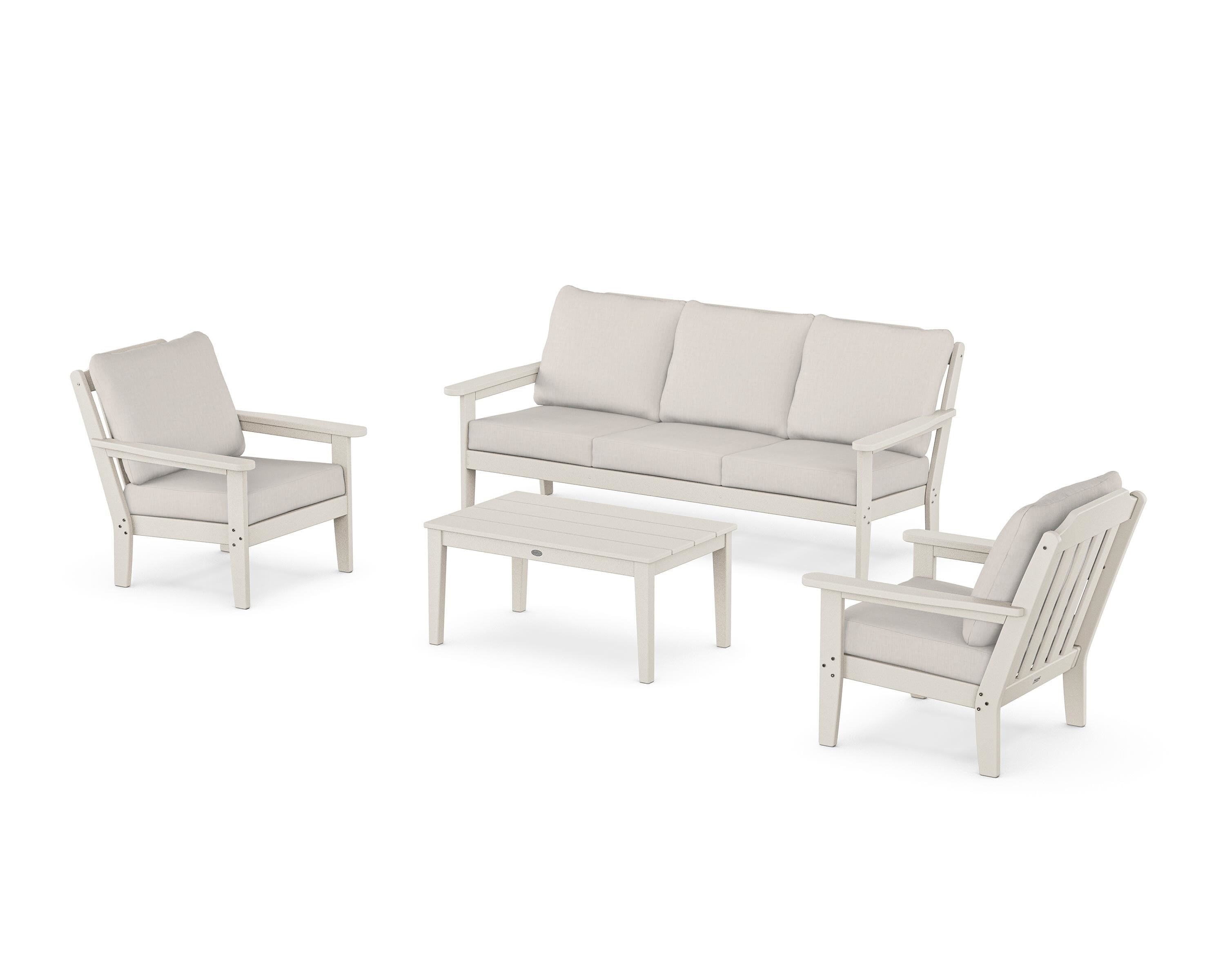 Country Living Cottage 4-Piece Deep Seating Set with Sofa in Sand / Cast Ash