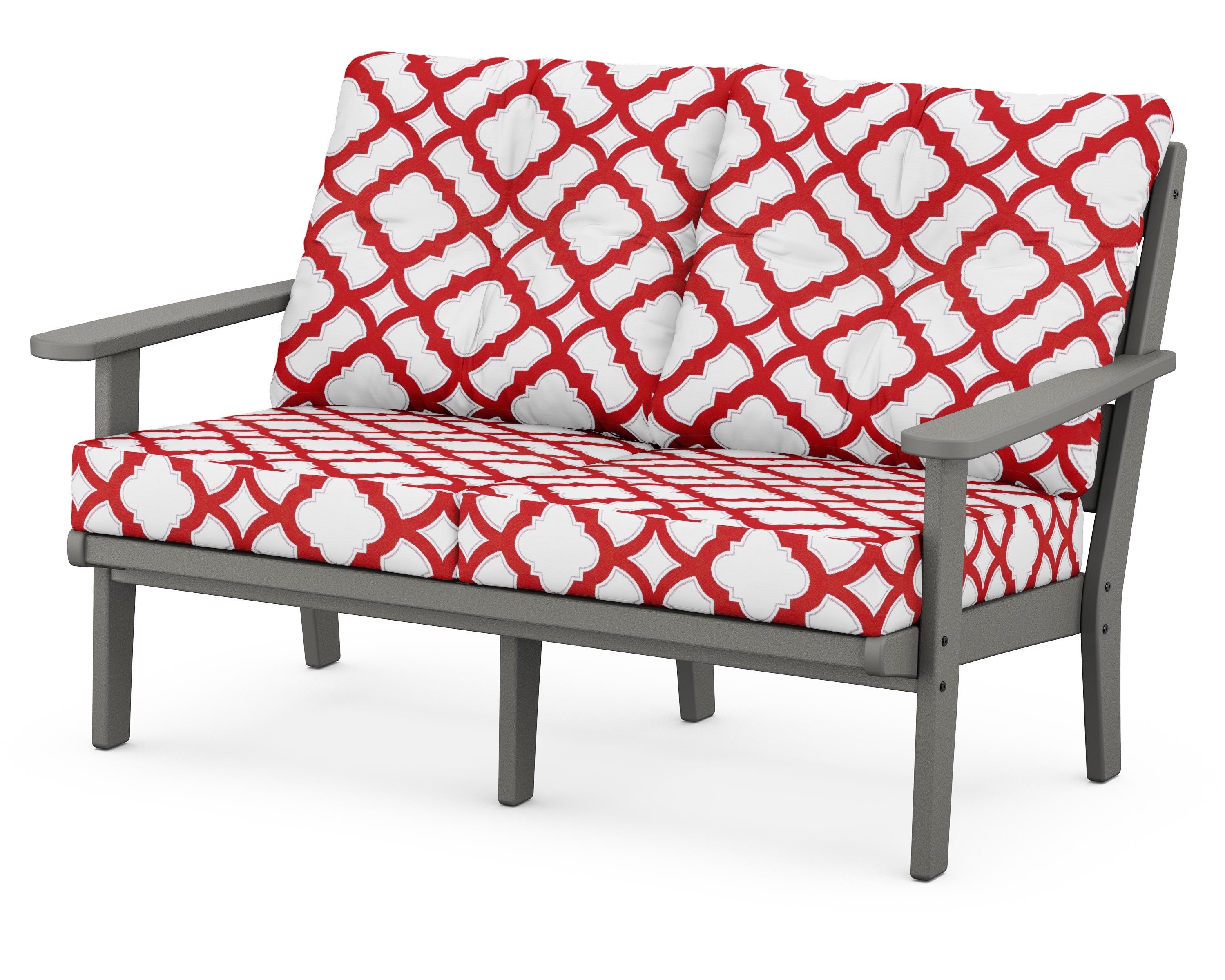 POLYWOOD® Lakeside Deep Seating Loveseat in Slate Grey / Trellis Crimson