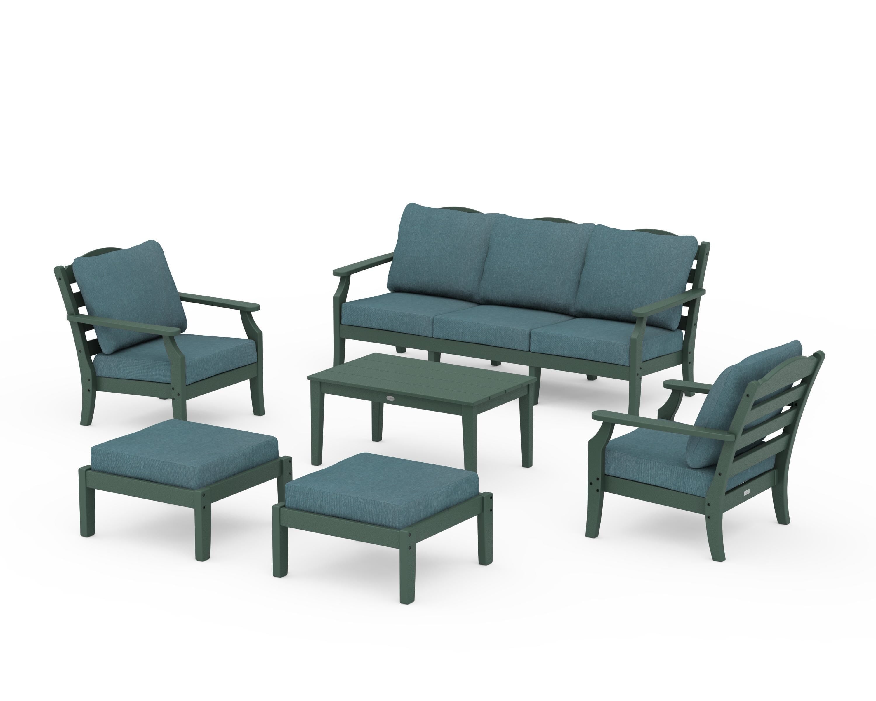 Draper James™ by  POLYWOOD® Savannah 6-Piece Lounge Sofa Set in Green / Ocean Teal