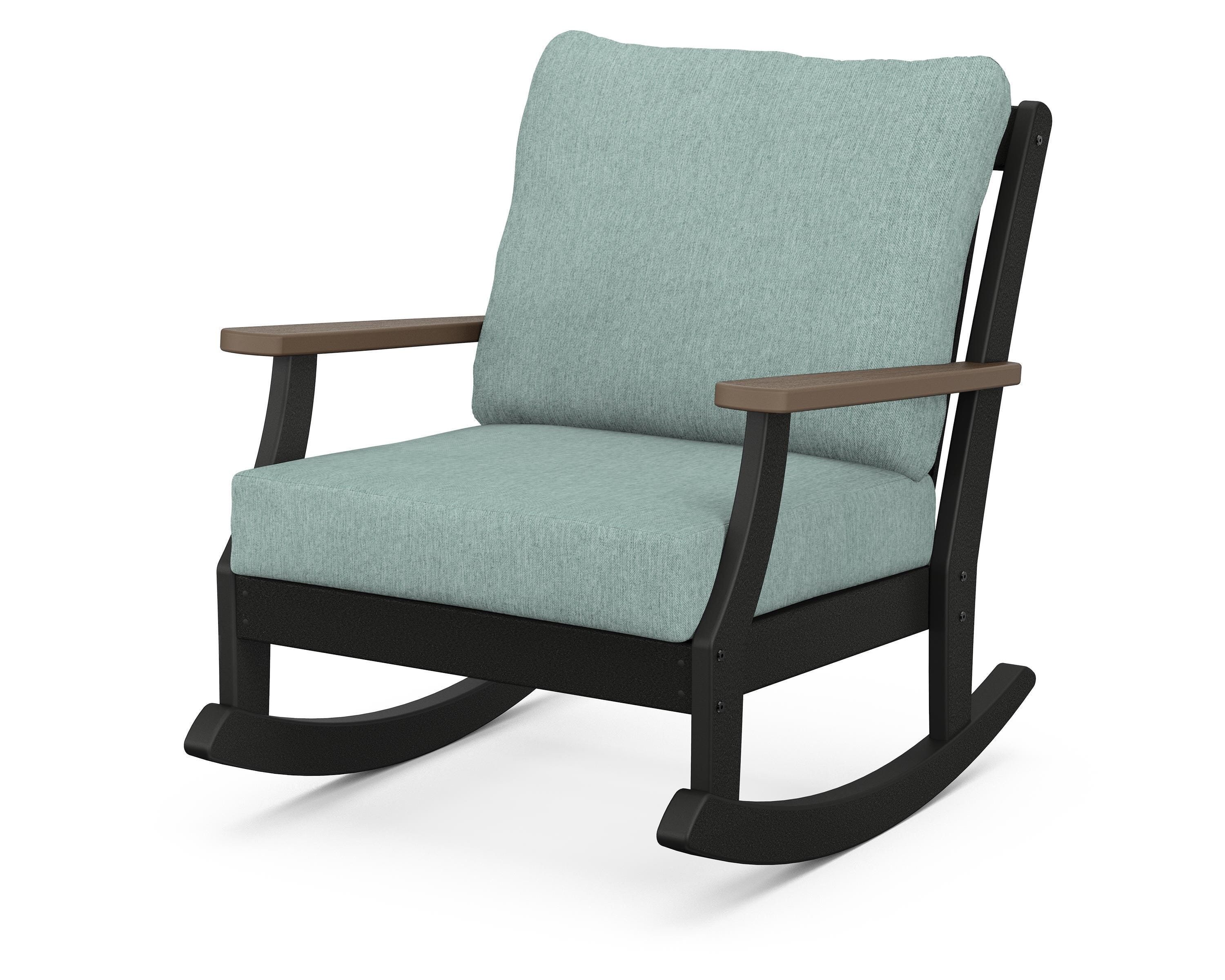 POLYWOOD® Braxton Deep Seating Rocking Chair in Black / Kona / Glacier Spa