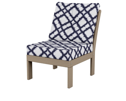 POLYWOOD® Vineyard Modular Armless Chair in Vintage Sahara / Trellis Navy