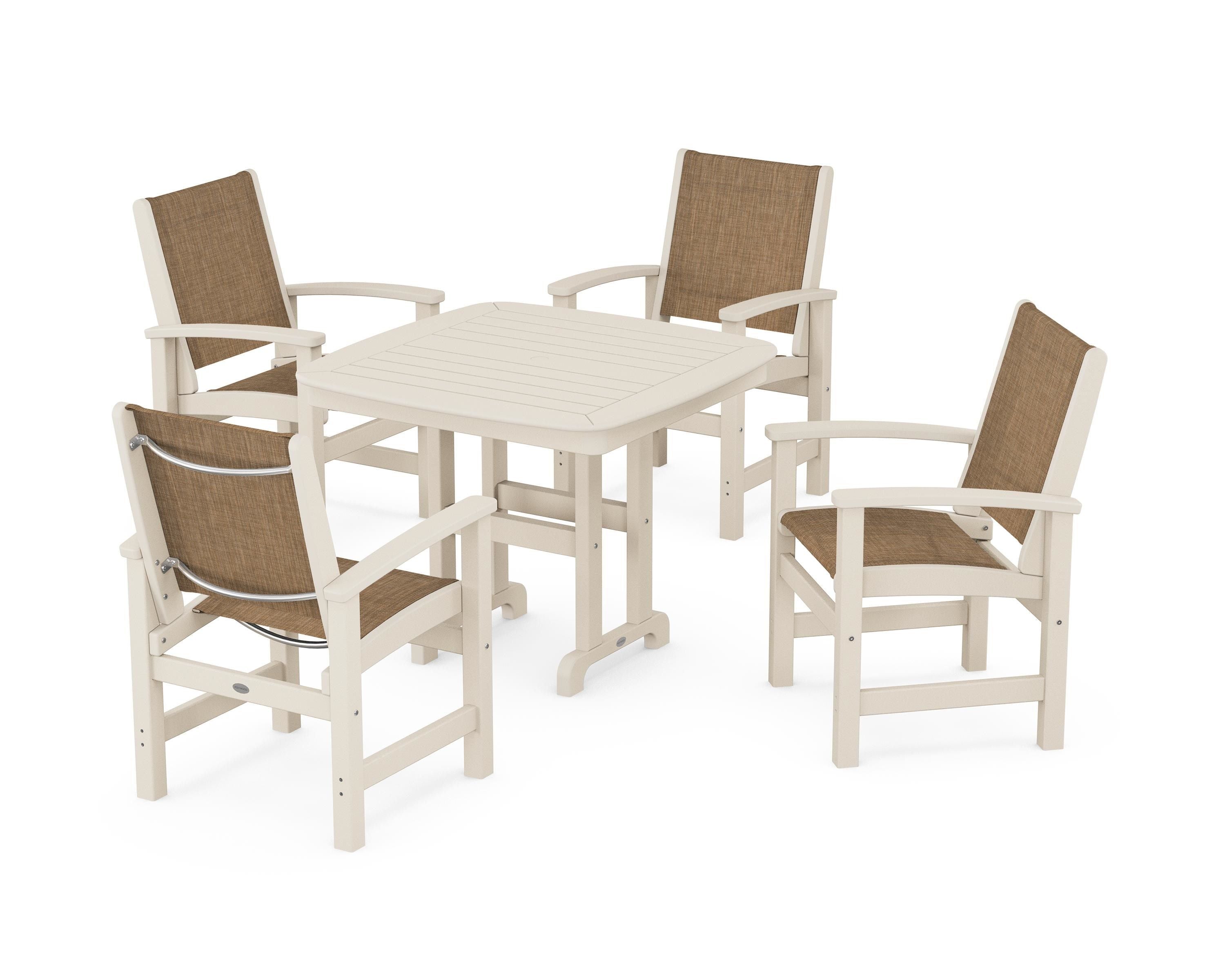 POLYWOOD® Coastal 5-Piece Dining Set in Sand / Burlap Sling