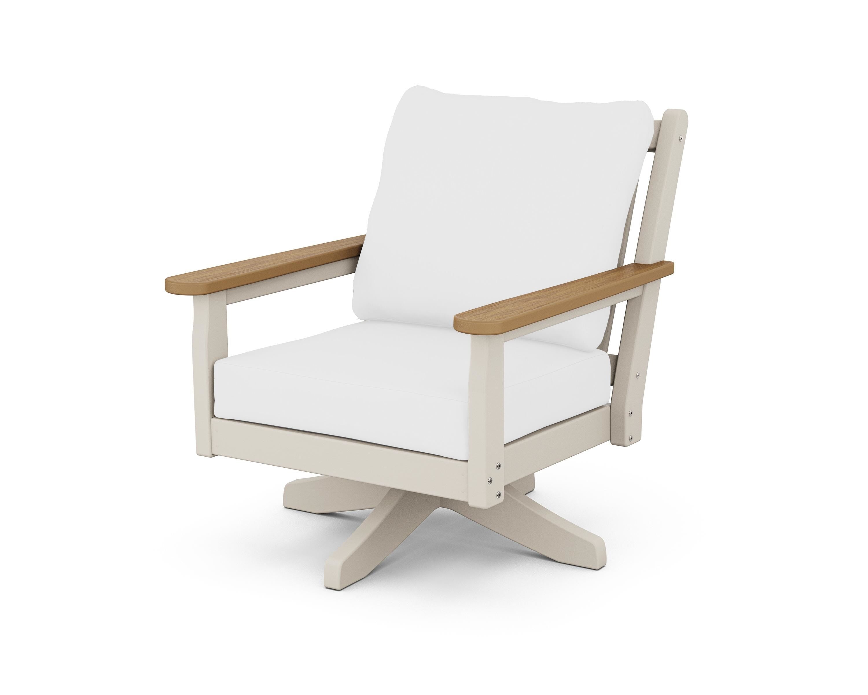 POLYWOOD® Chippendale Deep Seating Swivel Chair in Sand / Natural / Natural