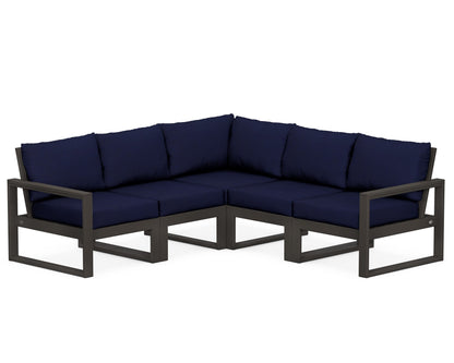 POLYWOOD® EDGE 5-Piece Modular Deep Seating Set in Vintage Coffee / Navy