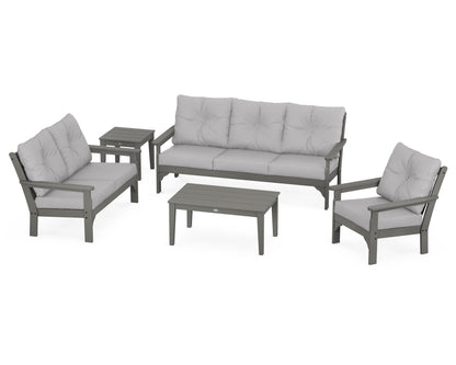 POLYWOOD® Vineyard 5 Piece Deep Seating Set in Slate Grey / Granite