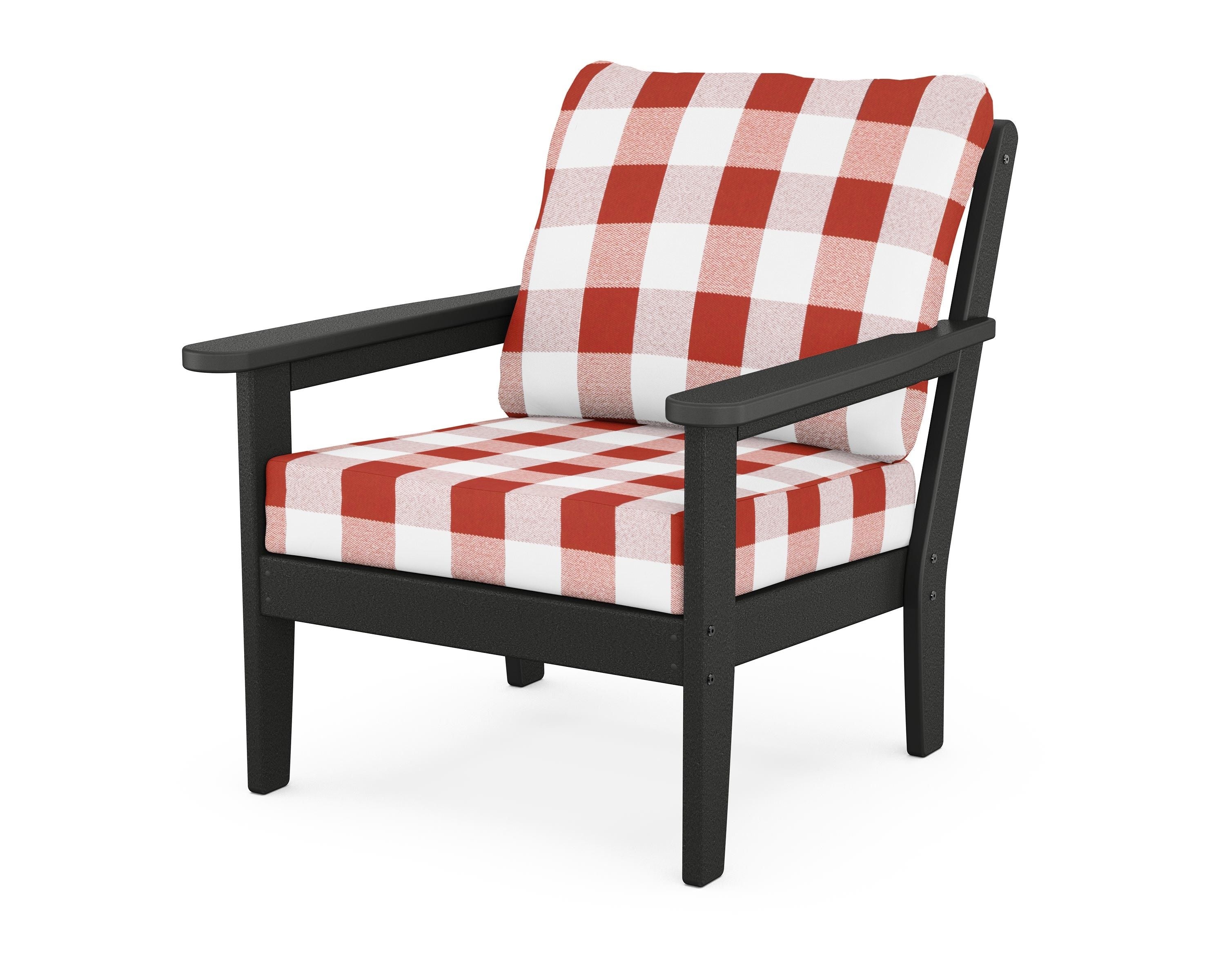 Country Living Cottage Deep Seating Chair in Black / Buffalo Plaid Crimson