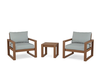 POLYWOOD® EDGE Sectional 3-Piece Deep Seating Set in Teak / Spa