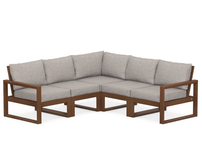 POLYWOOD® EDGE 5-Piece Modular Deep Seating Set in Teak / Weathered Tweed