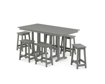 POLYWOOD® Modern Studio Counter Stool 7-Piece Set in Slate Grey