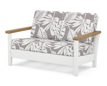 POLYWOOD® Harbour Deep Seating Loveseat in White / Natural / Leaf Grey Mist
