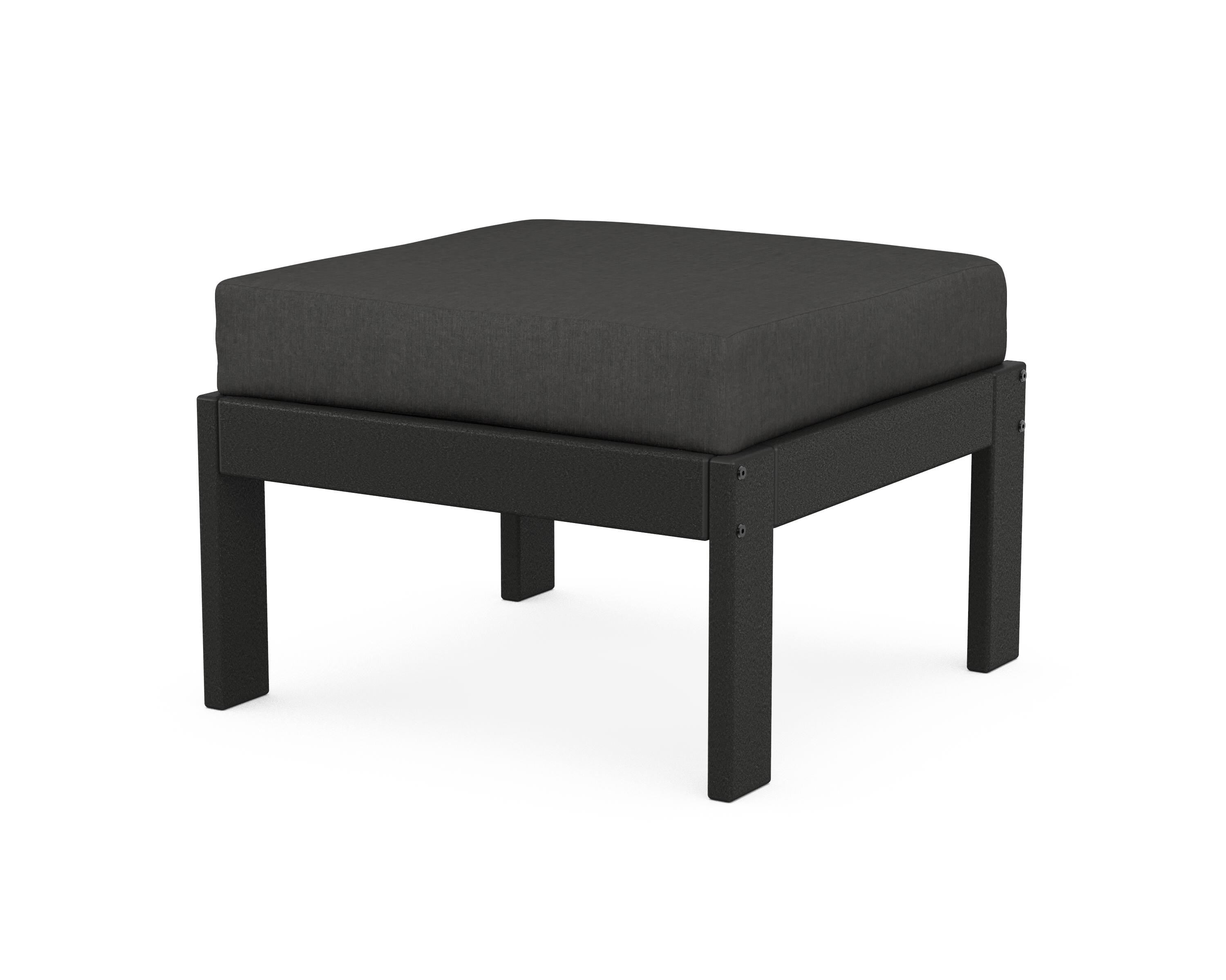 POLYWOOD® Vineyard Modular Ottoman in Black / Spectrum Carbon