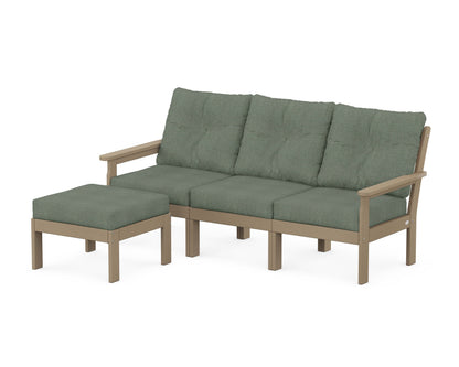 POLYWOOD® Vineyard 4-Piece Sectional with Ottoman in Vintage Sahara / Cast Sage