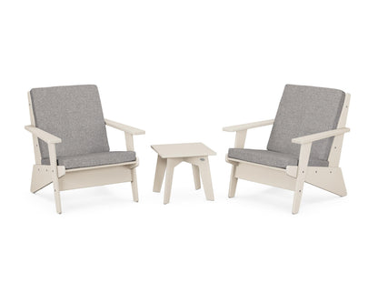 POLYWOOD® Riviera Modern Lounge 3-Piece Set in Sand / Grey Mist