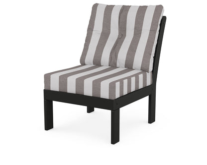 POLYWOOD® Vineyard Modular Armless Chair in Black / Cabana Stripe Grey Mist