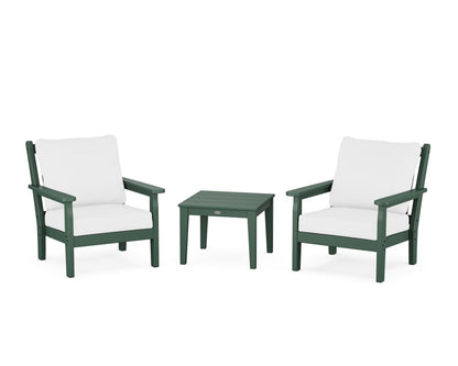 POLYWOOD® Chippendale 3-Piece Deep Seating Set in Green / Natural