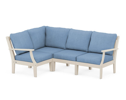 POLYWOOD® Braxton Modular 4-Piece Deep Seating Set in Sand / Sky Blue
