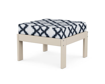 POLYWOOD® Vineyard Modular Ottoman in Sand / Trellis Marine Indigo